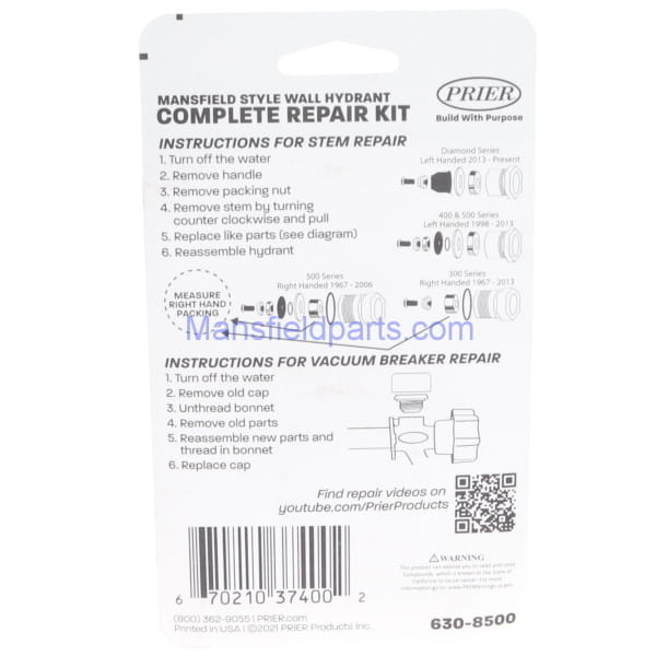 Mansfield 630-8500 Complete Repair Kit